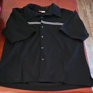 Classic Black Button-Down Shirt with White Stripes